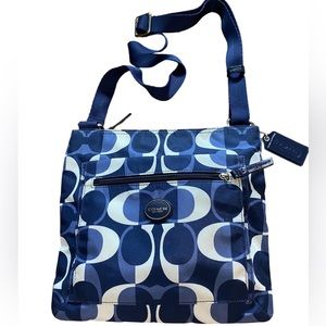 EUC Coach Blue Signature Logo Crossbody
